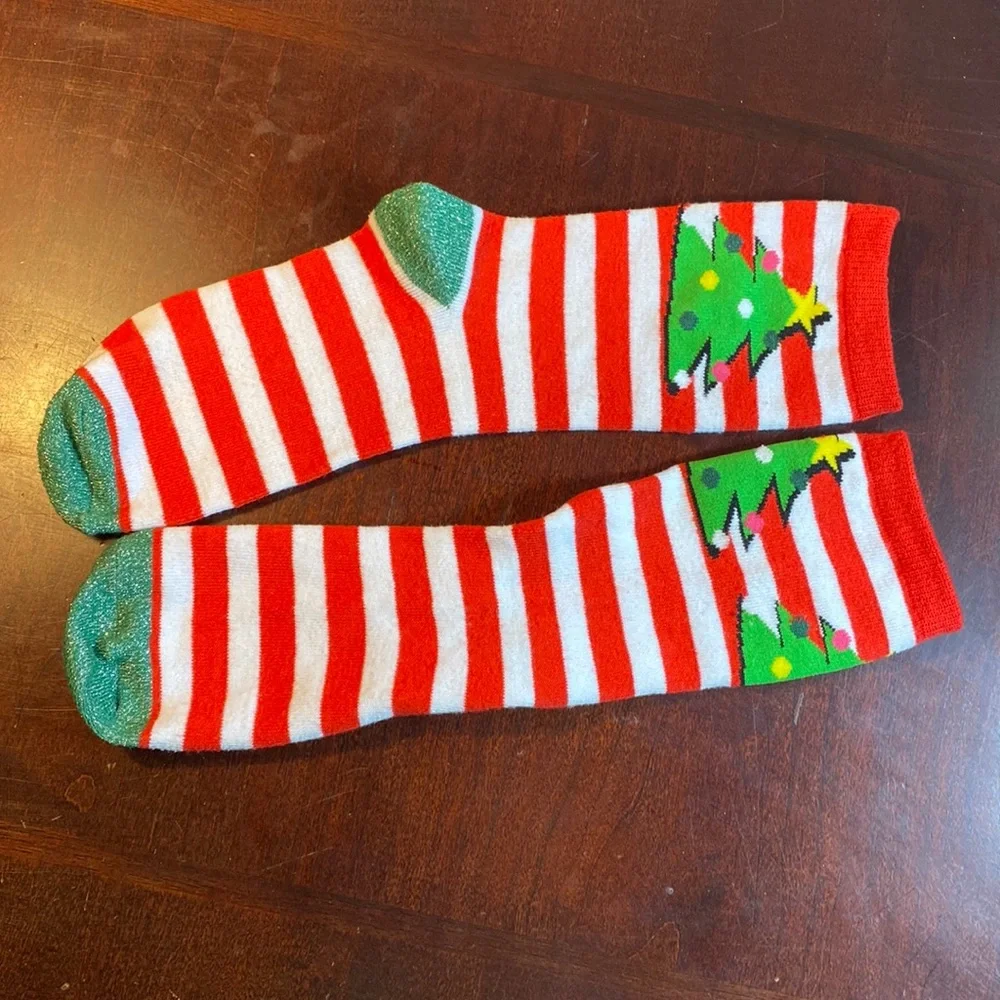 3 - Pack Christmas Novelty Crew Socks – Snowman, Polar Bear & Striped Tree NWOT